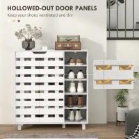 HOMCOM Shoe Cabinet, 21 Pair Shoe Storage Cabinet Organizer with 5-tier Double Door Cupboard and 5-tier Open Shelves, White(m-7)