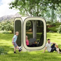 Outsunny 6 x 6ft Pop Up Screen Tent, UPF50+ Portable Camping Gazebo Screen House with Carry Bag, Beige(m-2)