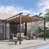 Outsunny 10' x 10' Aluminium Outdoor Pergola Gazebo Backyard Canopy Cover Square Sunshade Garden Grape Trellis Coffee(m-8)