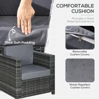 Outsunny Outdoor Rattan Sofa, Patio Wicker Armchair with Cushions for Garden, Balcony, Porch, Grey(m-5)