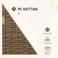 Outsunny 3 Pieces Outdoor Wicker Furniture Set with Soft Cushions Tempered Glass Coffee Table for Garden, Backyard, Khaki(m-6)