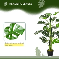 Outsunny 3FT Artificial Monstera Deliciosa Tree, Faux Plant with 21 Leaves, Fake Tree in Nursery Pot for Indoor , Green(m-6)