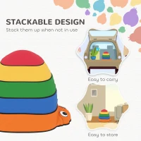 Qaba Ladybug Balance Stepping Stones for Promoting Balance Coordination and Strength, Outdoor & Indoor Obstacle Course(m-6)