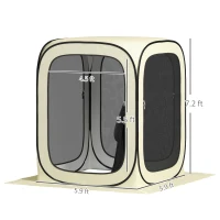 Outsunny 6 x 6ft Pop Up Screen Tent, UPF50+ Portable Camping Gazebo Screen House with Carry Bag, Beige(m-3)