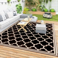 Outsunny 9'x12' Reversible Outdoor RV Rug, Patio Floor Mat, Plastic Straw Rug for Backyard, Deck, Beach, Camping, Black(m-8)