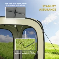 Outsunny 6 x 6ft Pop Up Screen Tent, UPF50+ Portable Camping Gazebo Screen House with Carry Bag, Beige(m-5)