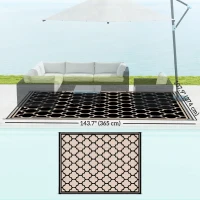 Outsunny 9'x12' Reversible Outdoor RV Rug, Patio Floor Mat, Plastic Straw Rug for Backyard, Deck, Beach, Camping, Black(m-3)