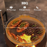 Outsunny 2-in-1 Smokeless Fire Pit BBQ Grill Portable Camping Bonfire Stove with Poker, Steel, Bronze(m-5)