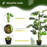 Outsunny 3FT Artificial Monstera Deliciosa Tree, Faux Plant with 21 Leaves, Fake Tree in Nursery Pot for Indoor , Green(m-4)