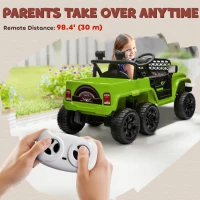 Qaba 12V 4x4 Kids Electric Car w/ 2WD/4WD Switchable, Remote Control, Spring Suspension System, Back Trailer, Camouflage(m-6)