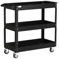 DURHAND 3 Tier Rolling Tool Cart with Wheels, 330 LBS Capacity Heavy Duty Utility Cart, Mobile Service Cart for Garage, Black(m-2)