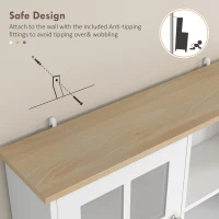 HOMCOM Kitchen Pantry, Buffet with Hutch with 3 Storage Cabinets, 2 Open Shelves and Large Countertop, White(m-9)