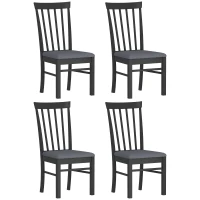 HOMCOM Wooden Dining Chairs Set of 4, Farmhouse Upholstered Kitchen Chairs with Rubber Wood Frame, Black and Gray(m-11)