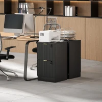 HOMCOM Lockable Filing Cabinet with 2 Fluted Drawers, File Cabinet with Adjustable Hanging Rails for A4 Letter Files, Black(m-10)