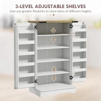 HOMCOM Farmhouse Kitchen Pantry Storage Cabinet, Kitchen Pantry Cabinet with Doors and Adjustable Shelves, Cream White(m-5)