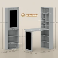 HOMCOM Fold-out Convertible Office Desk, Wall Mount Computer Desk with Blackboard and Side Shelf, Charcoal Grey(m-3)