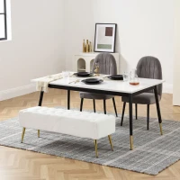 HOMCOM 44" Lamb's Wool-Feel Upholstered Bedroom Bench, End of Bed Bench with Thick Padded Cushion and Steel Legs, Cream White(m-9)