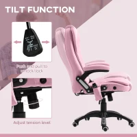 Vinsetto 6 Point Vibrating Massage Home Office Chair High Back Executive Chair with Reclining Back, Swivel Wheels, Pink(m-6)