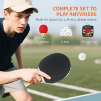 Soozier Ping Pong Paddle Set, Portable Table Tennis Rackets with 8 Ping Pong Balls, Storage Case for Teens, Adults(m-4)
