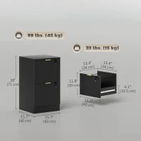 HOMCOM Lockable Filing Cabinet with 2 Fluted Drawers, File Cabinet with Adjustable Hanging Rails for A4 Letter Files, Black(m-3)