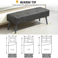 HOMCOM Bedroom Bench, End of Bed Bench with Button Tufted, PU Leather Upholstered Entryway Bench with Wood Legs, Grey(m-7)