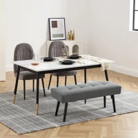 HOMCOM 39" Upholstered Ottoman Bench, Corduroy Entryway Bedroom Bench with Padded Seat and Steel Legs for Bedroom, Grey(m-9)