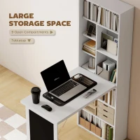 HOMCOM Fold-out Convertible Office Desk, Wall Mount Computer Desk with Blackboard and Side Shelf, White(m-5)