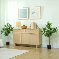 HOMCOM Potted Fake Plants Set of 2, Lifelike Laurel Artificial Trees with 345 PEVA Leaves for Indoor Outdoor Decor, Green(m-8)