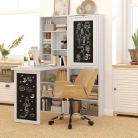 HOMCOM Fold-out Convertible Office Desk, Wall Mount Computer Desk with Blackboard and Side Shelf, White(m-1)