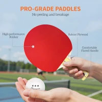 Soozier Ping Pong Paddle Set, Portable Table Tennis Rackets with 8 Ping Pong Balls, Storage Case for Teens, Adults(m-5)