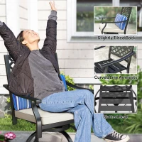Outsunny Outdoor Bar Stools Set of 2, Bar Height Swivel Patio Chairs with Cushion, Pillow Footrest for Poolside, Backyard(m-8)
