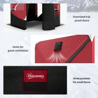 Outsunny 3-4 Person Insulated Ice Fishing Shelter, Pop up, with Oversized Doors, Windows, Vents and Carry Bag, for Low-Temp -22℉(m-10)