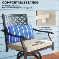 Outsunny Outdoor Bar Stools Set of 2, Bar Height Swivel Patio Chairs with Cushion, Pillow Footrest for Poolside, Backyard(m-7)