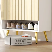 HOMCOM Entryway Shoe Storage Cabinet, Narrow Shoe Cabinet with Adjustable Shelves and Open Shelf for 15 Pairs of Shoes, Natural(m-10)