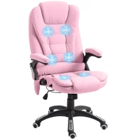 Vinsetto 6 Point Vibrating Massage Home Office Chair High Back Executive Chair with Reclining Back, Swivel Wheels, Pink(m-11)