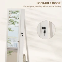 HOMCOM 360° Swivel Jewelry Armoire, Lockable Mirror Jewelry Cabinet with Built-In Small Mirror, White(m-7)