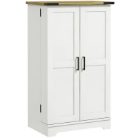 HOMCOM Farmhouse Kitchen Pantry Storage Cabinet, Kitchen Pantry Cabinet with Doors and Adjustable Shelves, Cream White(m-11)