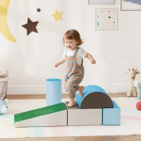 Soozier 5 Piece Climb and Crawl Activity Play Set, Baby Soft Play Set, Foam Climbing Blocks for Toddlers, Kids Preschooler Indoor Play Equipment Contemporary(m-8)