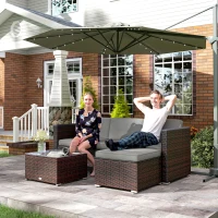 Outsunny Patio Furniture w/ Soft Cushions, Corner Sofa Sets, Grey(m-9)