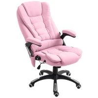 Vinsetto 6 Point Vibrating Massage Home Office Chair High Back Executive Chair with Reclining Back, Swivel Wheels, Pink(m-12)