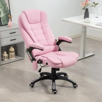 Vinsetto 6 Point Vibrating Massage Home Office Chair High Back Executive Chair with Reclining Back, Swivel Wheels, Pink(m-8)