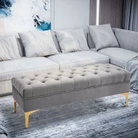 HOMCOM End of Bed Bench, Upholstered Bench, Entryway Shoe Bench with Button Tufted for Living Room, Bedroom, Grey(m-1)