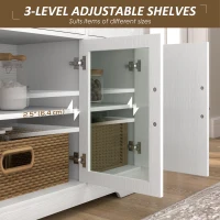 HOMCOM Sideboard Buffet Cabinet with Storage, Coffee Bar Cabinet with Glass Doors and Adjustable Shelves, Distressed White(m-5)