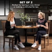 HOMCOM Wooden Dining Chairs Set of 2, Farmhouse Upholstered Kitchen Chairs with Rubber Wood Frame, Dark Brown and Beige(m-4)