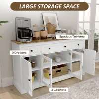HOMCOM Sideboard Buffet Cabinet with Storage, Coffee Bar Cabinet with Glass Doors and Adjustable Shelves, Distressed White(m-4)