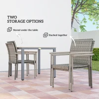 Outsunny 5 Pieces Wicker Outdoor Furniture Set, Rattan Patio Dining Set with Cushions, Umbrella Hole for Garden Backyard, Grey(m-4)