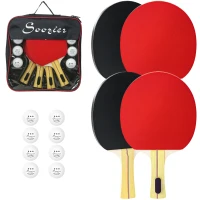 Soozier Ping Pong Paddle Set, Portable Table Tennis Rackets with 8 Ping Pong Balls, Storage Case for Teens, Adults(m-11)
