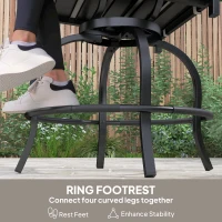 Outsunny Outdoor Bar Stools Set of 2, Bar Height Swivel Patio Chairs with Cushion, Pillow Footrest for Poolside, Backyard(m-5)