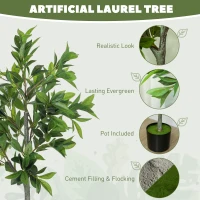 HOMCOM Potted Fake Plants Set of 2, Lifelike Laurel Artificial Trees with 345 PEVA Leaves for Indoor Outdoor Decor, Green(m-4)