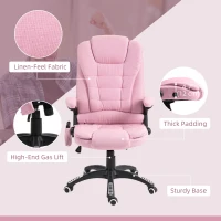 Vinsetto 6 Point Vibrating Massage Home Office Chair High Back Executive Chair with Reclining Back, Swivel Wheels, Pink(m-10)